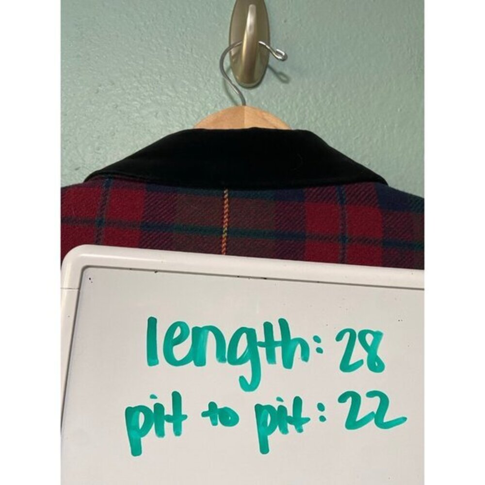 Vintage Dumas Women's Green Plaid Blazer Jacket Button Up - Picture 7 of 7